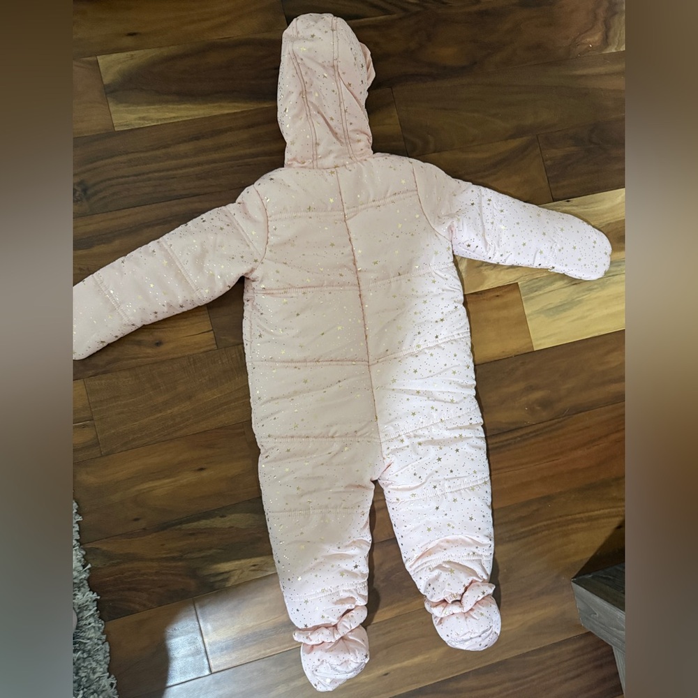 First Impressions Baby Girl Pink Star Snowsuit Hooded Sherpa Lined 24 Months - Picture 8 of 9